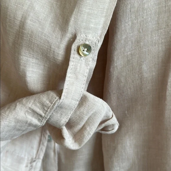 Tahari 100% LINEN Beige Long Sleeve Tunic - Picture 5 of 13